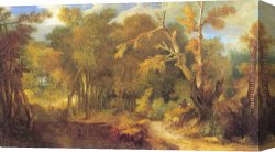 Wooded Landscape with Water Mill Canvas Paintings - Wooded Landscape by Unknown Artist