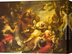 Moses Canvas Paintings - Moses Striking the Rock by Valerio Castello