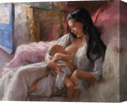 Feeding Canvas Paintings - Feeding My Baby by Vicente Romero Redondo