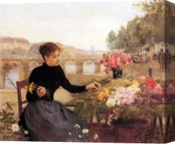 Evening on a Parisian Boulevard Canvas Paintings - A Parisian Flower Market by Victor Gabriel Gilbert
