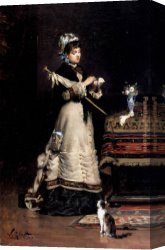 Victor Canvas Paintings - After The Visit by Victor Gabriel Gilbert