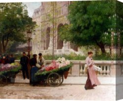 Place Canvas Paintings - La Place De La Trinite by Victor Gabriel Gilbert