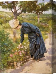 Victor Canvas Paintings - Lady in a Garden by Victor Gabriel Gilbert