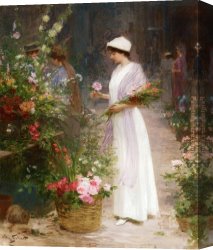 Victor Canvas Paintings - Picking Flowers by Victor Gabriel Gilbert