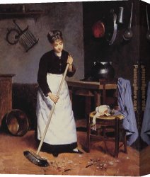 Victor Canvas Paintings - Sweeping the Feathers by Victor Gabriel Gilbert