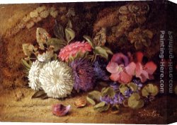 Violets Canvas Paintings - Asters,Pansies And Violets by Vincent Clare