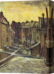 Snow Canvas Paintings - Backyards of Old Houses in Antwerp in the Snow by Vincent van Gogh