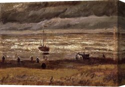 Seashore at Scheveningen Canvas Paintings - Beach at Scheveningen in Stormy Weather by Vincent van Gogh