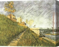 Seine Canvas Paintings - Berges de la Seine pr_s du pont de Clichy 1887 by Vincent van Gogh