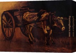 The Cart Or Return From Haymaking Canvas Paintings - Cart with Red and White Ox by Vincent van Gogh