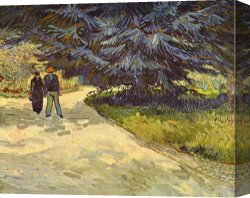 Central Park Canvas Paintings - Couple in the Park,Arles by Vincent van Gogh