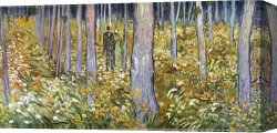 Walking Canvas Paintings - Couple walking in the forest by Vincent van Gogh