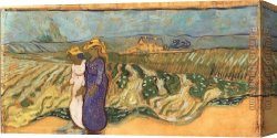 Femme Canvas Paintings - Deux femmes traversant un champ 1890 by Vincent van Gogh