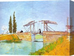 Lady Canvas Paintings - Drawbridge with a Lady with a Parasol by Vincent van Gogh