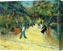 Entrance Canvas Paintings - Entrance to the Public Garden in Arles by Vincent van Gogh