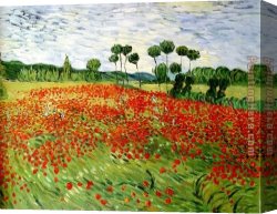 Landscape with Poppies II Canvas Paintings - field of poppies by Vincent van Gogh