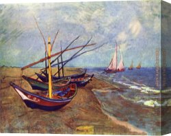 The Inspiration of Saint Matthew Canvas Paintings - Fishing Boats on the Beach at Saints-Maries by Vincent van Gogh