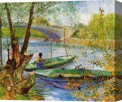 Fishing Canvas Paintings - Fishing in the Spring by Vincent van Gogh