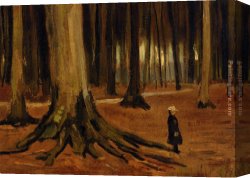 Woods Canvas Paintings - Girl in the Woods by Vincent van Gogh