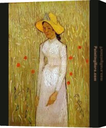 The Model Aline Masson with a White Mantilla Canvas Paintings - Girl in White by Vincent van Gogh