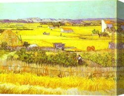 Landscape with a Lake Canvas Paintings - Harvest Landscape by Vincent van Gogh