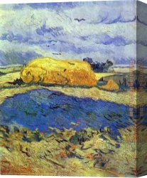 A Rainy Day Canvas Paintings - Haystack in Rainy Day by Vincent van Gogh