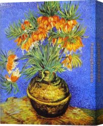 Vase Canvas Paintings - Imperial Crown Fritillaria in a Copper Vase by Vincent van Gogh