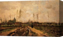 Hugh Bolton Jones Road to The Farm Canvas Paintings - Landscape with Church and Farms by Vincent van Gogh