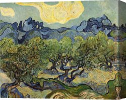 Landscape with a Lake Canvas Paintings - Landscape with Olive Trees by Vincent van Gogh