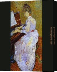 Piano Canvas Paintings - Mademoiselle Gachet at Piano by Vincent van Gogh