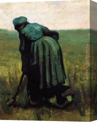 Peasant Canvas Paintings - Peasant Woman Digging by Vincent van Gogh