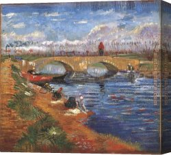 Canal Canvas Paintings - Pont sur le canal Vigueirat 1888 by Vincent van Gogh