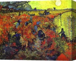 Red Circles II Canvas Paintings - Red vineyards by Vincent van Gogh