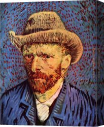 Portrait of Margareta Van Oostenrijk Canvas Paintings - Self-Portrait with Felt Hat grey by Vincent van Gogh