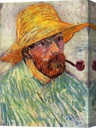 Portrait of Margareta Van Oostenrijk Canvas Paintings - Self-Portrait with Straw by Vincent van Gogh