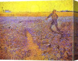 Fun in The Sun VIII Canvas Paintings - Sower with Setting Sun  After Millet by Vincent van Gogh