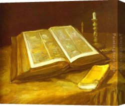 Allegory of Human Life Canvas Paintings - Still Life with Open Bible by Vincent van Gogh