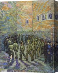 A Mediterranean Courtyard Canvas Paintings - The Prison Courtyard by Vincent van Gogh