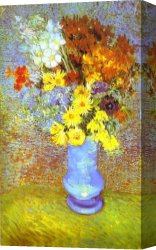 Vase Canvas Paintings - Vase with Daisies and Anemones by Vincent van Gogh