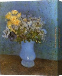 Stephen Shortridge Lilacs Canvas Paintings - Vase with Lilacs Daisies and Anemomes by Vincent van Gogh