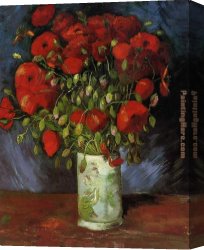 Red Poppies in Tuscany Canvas Paintings - Vase with Red Poppies by Vincent van Gogh