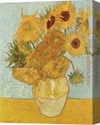 Bernaert Van Orley Canvas Paintings - Vase with Twelve Sunflowers by Vincent van Gogh