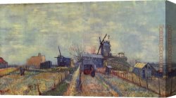 Vegetables Canvas Paintings - Vegetable Gardens in Montmartre 1 by Vincent van Gogh