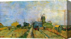 Vegetables Canvas Paintings - Vegetable Gardens in Montmartre 2 by Vincent van Gogh