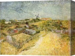 Vegetables Canvas Paintings - Vegetable Gardens in Montmartre by Vincent van Gogh