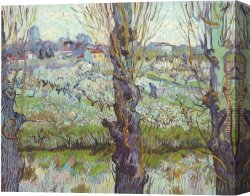 A View of The Forum Canvas Paintings - View of Arles Flowering Orchards by Vincent van Gogh