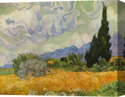 Field of Spring Wheat at Sunrise Canvas Paintings - wheat field with cypresses 1889 by Vincent van Gogh
