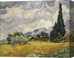 Fields of Tuscany I Canvas Paintings - Wheat Field with Cypresses by Vincent van Gogh