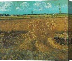 Field of Spring Wheat at Sunrise Canvas Paintings - Wheat Field with Sheaves by Vincent van Gogh