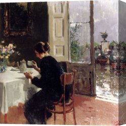 Irolli Canvas Paintings - At The Window by Vincenzo Irolli